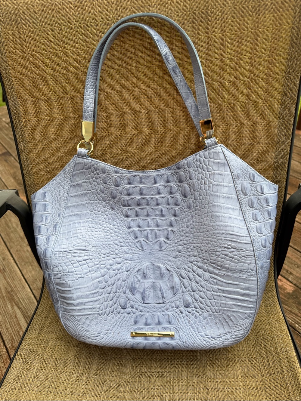 Brahmin MARIANNA Melbourne Leather PERIWINKLE BLUE Tote Shoulder Purse